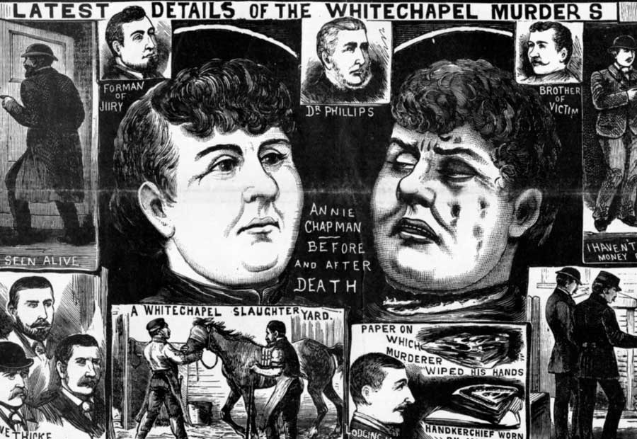 Рисунок в одной из газет в статье, посвященной убийству Энни Чепмен, 1888 год. Рисунок в одной из газет в статье, посвященной убийству Энни Чепмен, 1888 год.