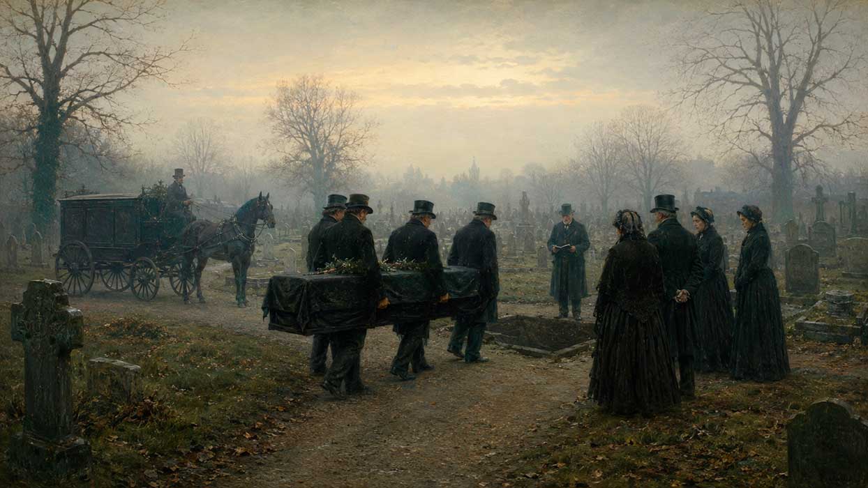 Похороны Энни Чепмен, 14 сентября 1888 года, кладбище Манор-Парк Похороны Энни Чепмен, 14 сентября 1888 года, кладбище Манор-Парк