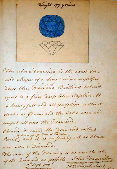 Этот эскиз и описание, сделанные в 1812 году лондонским ювелиром Джоном Франсильоном Этот эскиз и описание, сделанные в 1812 году лондонским ювелиром Джоном Франсильоном
