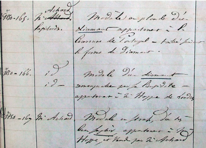 Записи в каталоге 1850 года, содержащие номера и описания MNHN 50.165 и 50.166 Записи в каталоге 1850 года, содержащие номера и описания MNHN 50.165 и 50.166