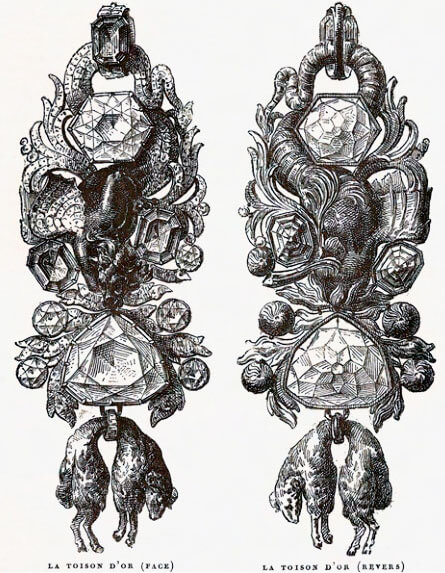 Эти рисунки Люсьена Хиртца (из Bapst, 1889 год) изображают свинцовую копию Золотого руна Эти рисунки Люсьена Хиртца (из Bapst, 1889 год) изображают свинцовую копию Золотого руна