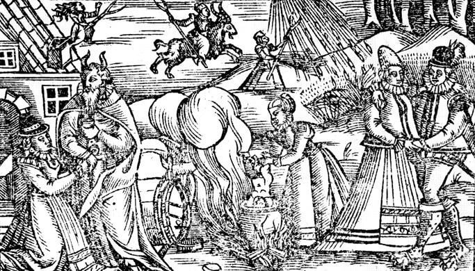 По мнению историка Эммы Уилби, некоторые аспекты колдовства, упомянутые в признаниях Гоуди, отражены на рисунке Питера Бинсфельда 1592 года. По мнению историка Эммы Уилби, некоторые аспекты колдовства, упомянутые в признаниях Гоуди, отражены на рисунке Питера Бинсфельда 1592 года.