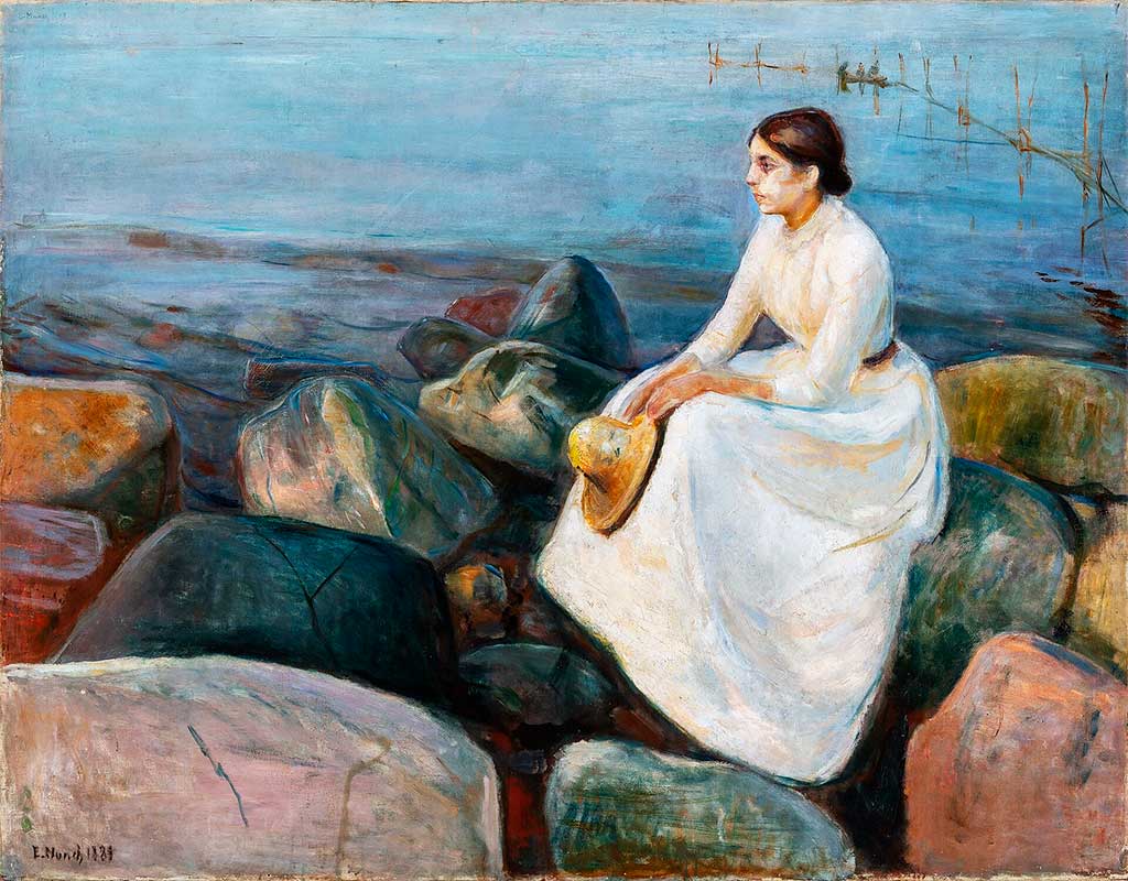 «Ингер на пляже», 1889 год. Художник Эдвард Мунк. «Ингер на пляже», 1889 год.
Художник Эдвард Мунк.