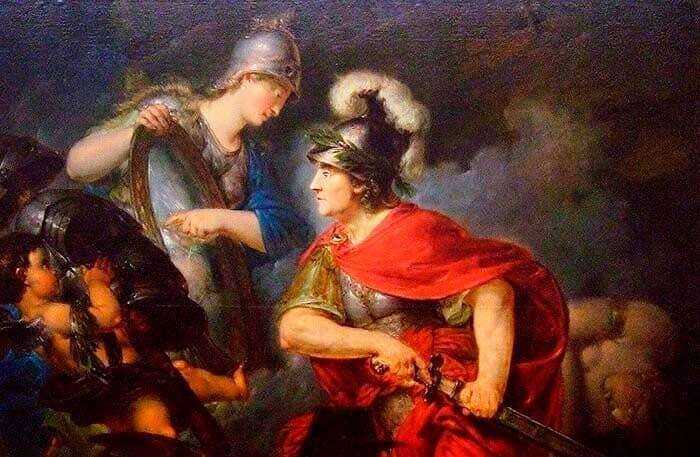 Афина вручает Персею зеркальный щит (Бернхард Роде)